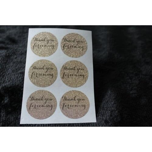 3.8cm Thank you for coming Rose gold glitter classic round sticker