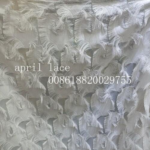 5yards /lot mm0137 offwhite new african classic luxury embroidery organza lace fabric for evening dress/wedding