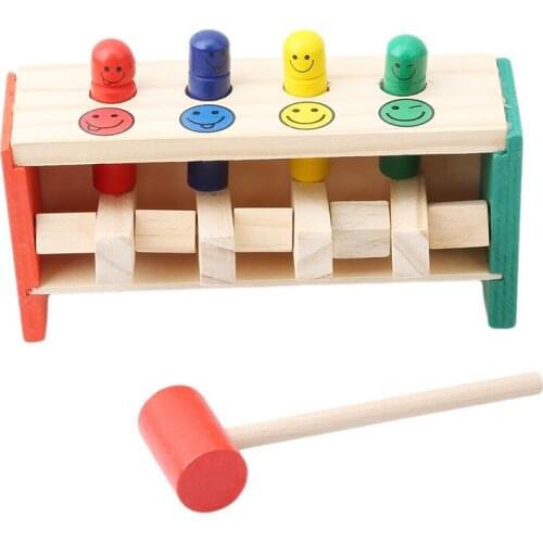 Wooden Early Education Enlightenment Strike Trapeze Game Funny Pile Driver Exercise Hand-Eye Coordination Educational Toys