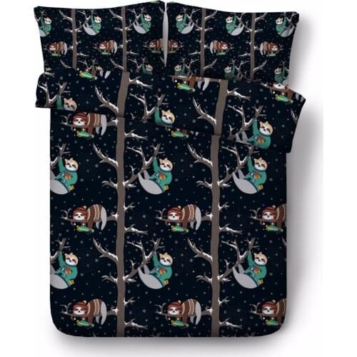 Children cartoon sloth 1 duvet cover&2 pillow cases twin/full/queen/king/super king size bradypod bedding set free shipping