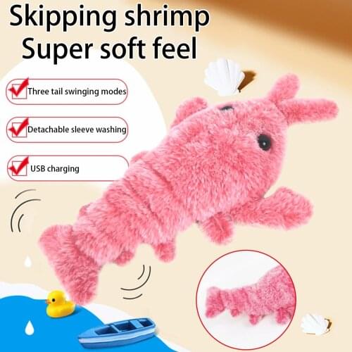Electric Jumping Cat Toy Shrimp Moving Simulation Lobster Electronic Toys For Pet Dog Cat Children Stuffed Animal Toy