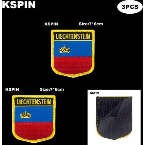 National Flag Patch Hook Loop Liechtenstein Badges Armband 3D Stick on Jacket Backpack Stickers