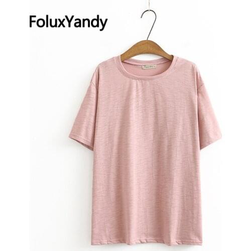 Solid Casual Womens Tops Summer Tops Plus Size Short Sleeve O Neck T-Shirt XXXL 4XL 3 Colors KKFY5450