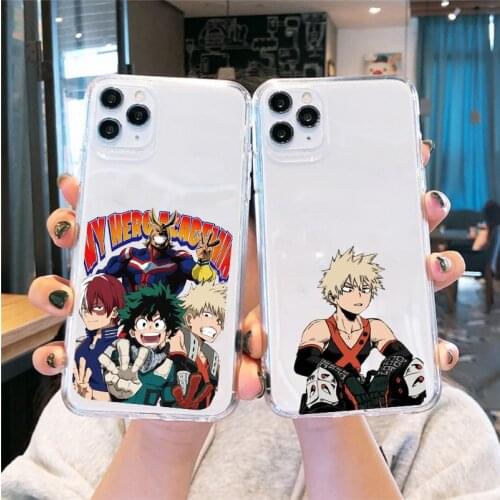 GYKZ Cartoon Anime My Hero Academia Phone Case For iPhone 11 Pro XS MAX X7 SE 2020 XR 8 6 Plus Transparent Soft TPU Cover Fundas