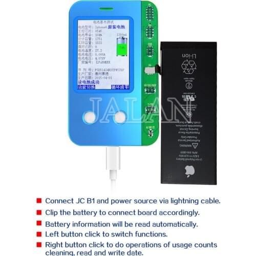 JC B1 Battery Tester for iPhone 5s 6 6s plus 6sp 7 8p X XS MAX XR Battery Life Capacity edit read backup write repair tool