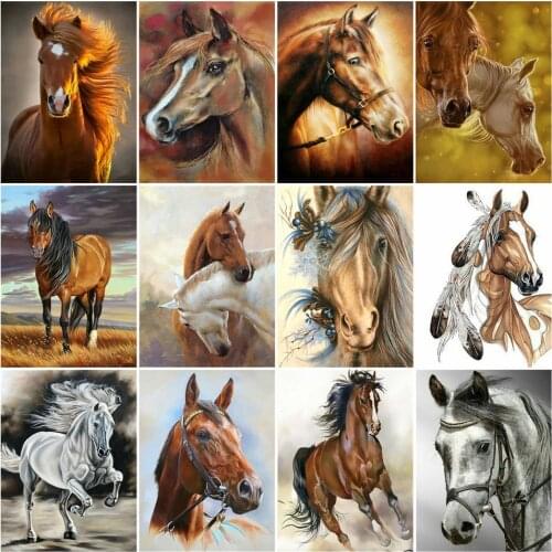 AZQSD DIY Unframe Coloring By Numbers Animal Unique Gift Oil Painting By Numbers Horse Picture For Living Room Home Decoration