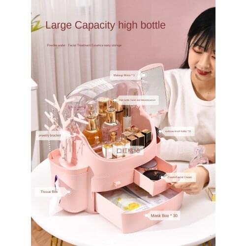 Internet Celebrity Cosmetics Storage Box Household Desk Consolidation Dresser Lipstick Skin Care Products Shelf Dust Cosmetic