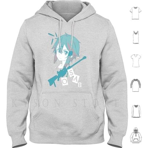 Best Sniper Hoodies Long Sleeve Sinon Ggo Sword Shino Anime Manga Gun Game Online Gun Sniper Shonen Japan Fanart