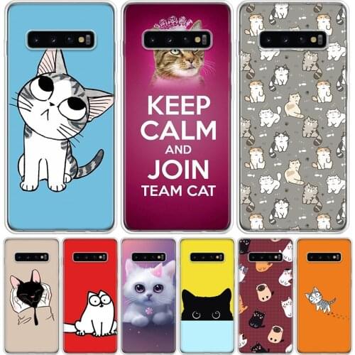 Cat cartoon Cute Phone Case for Samsung Galaxy S10 S20 Ultra Note 10 9 8 S9 S8 S7 J4 J6 J8 Plus Lite + Popular Cover Capa
