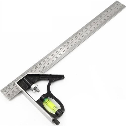 Multifunctional 12 Inch 300mm Adjustable Stainless Steel Combination Square Angle Ruler 45/90 Degree Woodworking Measuring Tool