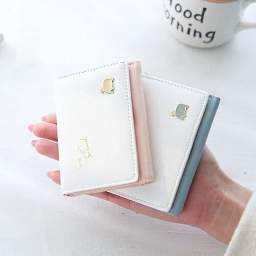 Fashion Women Cute Short Mini Wallet Elegant PU Leather Small Clutch Purse Card Holders Ladies Handbag lovely kawaii Money Bag