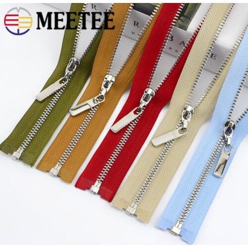 10pcs Meetee 3# Metal Zippers Open-end 40/50/60/70cm Zip Gold Silver Teeth for Bags Jacket Garment Repair Sewing Accessories