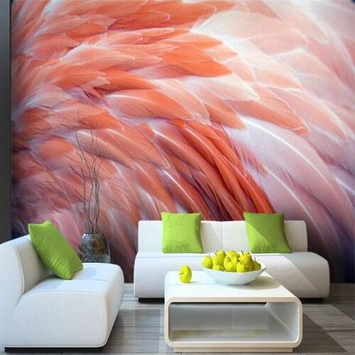 Custom Mural Wallpaper Modern Minimalism Red Feather Background Wall Painting