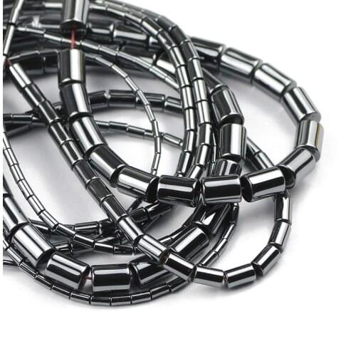 Natural Black Long Round Hematite beads Cylinder Spacer Loose Beads Charm Jewelry Making For Bracelet Necklace Accessories DIY