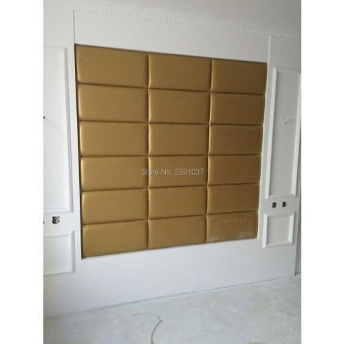 Brand New Europe Style Soft Gold Leather Panel luxury decorative art TV Room sofa backgroumd wallpaper 18pcs 50*30*3.5CM