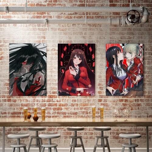 WTQ One Piece Anime Posters Canvas Painting KAKEGURUI Yumeko Retro Poster Wall Decor Wall Art Picture Room Decor Home Decor