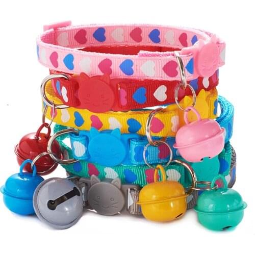Adjustable Pet Dog Collar small Pets Nylon Buckles Collar With Bell Dogs Cat Supplies For Chihuahua Bulldog Dog Neck Strap