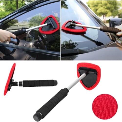 Car Window Clean Brush Microfiber Fabric Adjustable Triangular Shape Car Cleaning Brush Lengthen Car Clean Tool