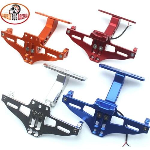 Motorcycle Universal CNC Aluminum Rear License Plate Mount Holder With LED Light For Kawasaki Honda Yamaha BMW Ducati Suzuki