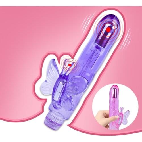 Jelly Butterfly Rabbit Vibrator Sex Toys for Woman Multi Speed Dual Vibration Clitoris Stimulator Vagina Massage Adult Products