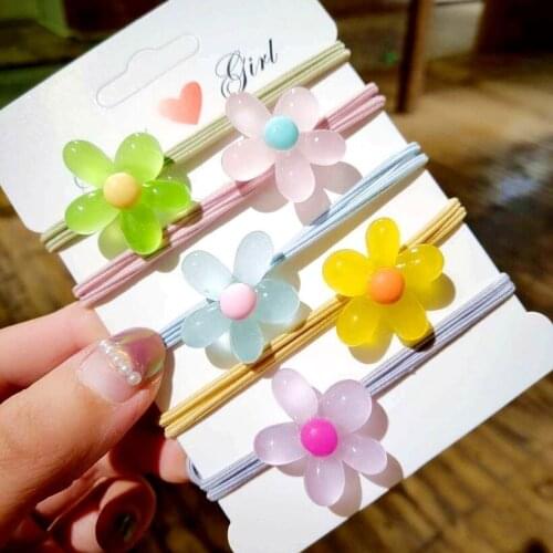 High Quality Protective Fashion Hot Selling Hair Band Acrylic Flowers Hair Rope Flowers Hair Rings Women Girl Student Headpiece