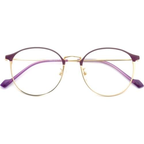 Women Vintage Metal Eyeglass Frames men Round glasses frames Fashion full-rim light pink purple black eyeglasses frames eyewear