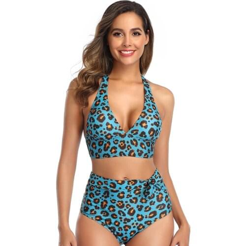 LUKITAS Sexy Swimwear Two-Pieces Split Print Bikini Swimsuit Push Up Padded Polyester Beachwear Bathing Women Swimming Suit XXXL