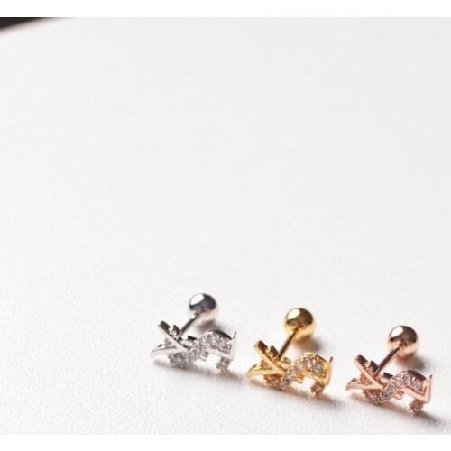 1PC 20g Body Jewelry Steel Barbell Zircon Tragus Cartilage Helix Rook Piercing Earring