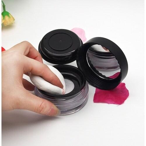 Elasticated Net Loose Powder Compact DIY Empty Shading Powder Case with Mirror Rotatable Cap Dia 67mm Cosmetic Container 10 pcs