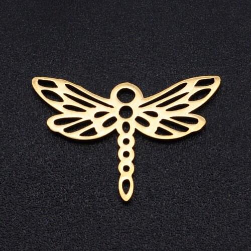 10Pcs / Lot Stainless Steel Dragonfly Charm Pendant For Making Bracelet Necklace