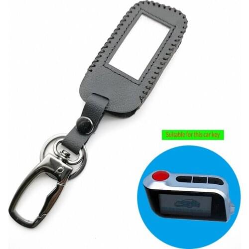 100% Leather Auto Key Case for A93 A63 Russian Two Way Version Starline Remote Control LCD Car Alarm Keychain Fob Cover