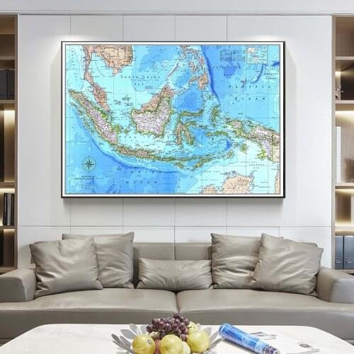 150*100 cm 1996 Indonesia Map Vintage Non-woven Canvas Painting Wall Art Poster Living Room Home Decoration School Supplies