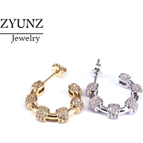 4 Pairs, Luxury Metal Micro Pave CZ Circle Stud Earrings For Women Girl Fashion Jewelry Party Accessories Gifts