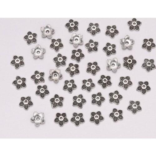 50Pcs/Lot 7*7mm Antique Bead End Caps Flower For Diy Beads Jewelry Making Findings Bracelet Necklace Spaced Accessories