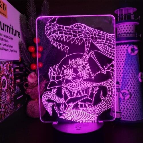 Acrylic 3D Lamp Anime Fairy Tail Figure Etherious Natsu Dragneel END Led Touch Sensor Colorful Bedroom Nightlight 3D Table Lamp