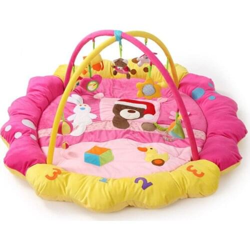 Four Colors Bear Baby Game Blanket Big Soft Velvet Fabric Crawling Blanket Crawling Mat Toy Pink Blue Orange Green Toys