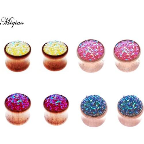 Miqiao 2 pcs Wood Ear Plugs Flesh Tunnels Saddle Ear Gauges Expander Piericing Stretcher Body Piercing Fashion Jewelry Gift