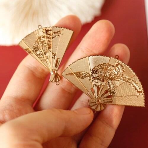 Exquisite Chinese style openable fan pendant diy earring accessory material