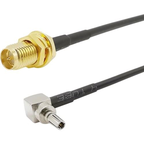 RP SMA Female to CRC9 Male Right Angle RG174 Pigtail Coaxial Cable Connector 90 degrees CRC9 Plug to RP-SMA Jack RG174 Cord Wire