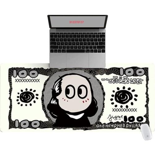 90x40cm Large HD Cartoon Funny banknotes Pattern Office Computer Desk Mat Laptop Cushion Desk Non-slip Mat Gamer Mousepad Mat