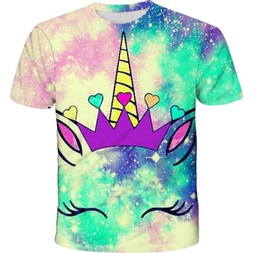 Summer Fashion Unicorn T-Shirts Children 3D Printing Anime Pony Girls Clothes Unisex Girls Short Sleeves Tees Baby Kids O-Neck T