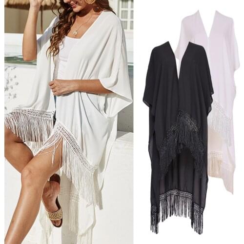 Summer Women Open Front Vacation Kimono Cardigan Beach Swim Cover Up Tops