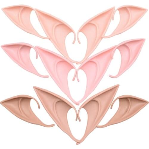 1Pair Halloween Elf Ears Soft Harmless False Ears Props Pointed Anime Fairy Angel Dress Up Cosplay Mask Halloween Party Supplies