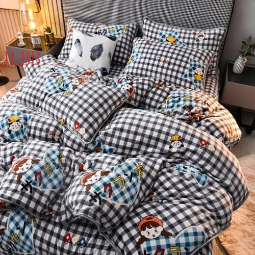 2020 new milk fleece duvet cover set 3pcs/set fish flower flannel fleece bedding set (no sheet) cartoon bed linen thicken winter