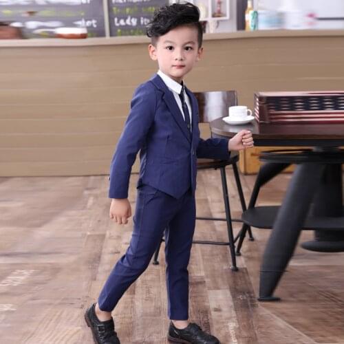 Autumn Baby Boys Suits Kids Suits Blazers Set Formal Shirt Coat Pants Wedding Suit for Boys Party Wear Cotton Children Clothes