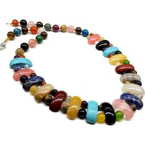 Hot sell multicolor cross-border new natural stone necklace female models colorful wild necklace jewelry abacus