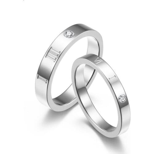 Roman Numeral Titanium Steel Couples Pair Ring Ring Male I III Women I IV Engagement Ring