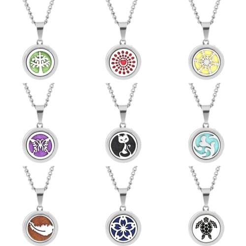 Heart Cat Aroma Box Necklace Magnetic Stainless Steel Aromatherapy Essential Oil Diffuser Perfume Box Locket Pendant Jewelry