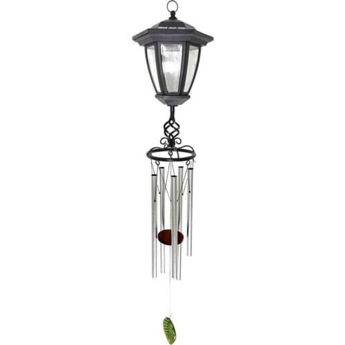 Solar Hanging Light Aluminum Tube Pendant Wind Chime Bells LED Lantern Outdoor Yard Home Waterproof Windchime Lamp