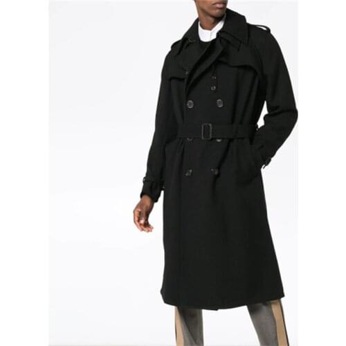 S-7XL!!2020 New autumn and winter personality youth fashion mens medium and long woolen coat mens loose woolen coat
